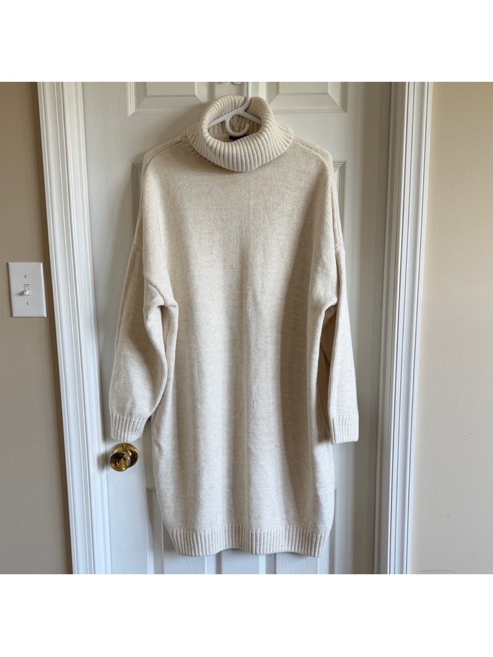 Topshop Cream Turtleneck Sweater Dress